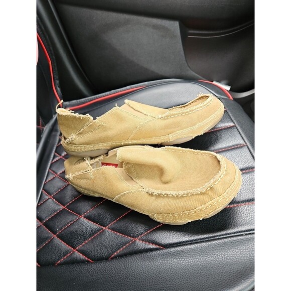 Tony Lama RR3025 Mens9.5D Slip On Moc Toe Casual Shoes Winter Wheat Tan Canvas - Picture 5 of 8